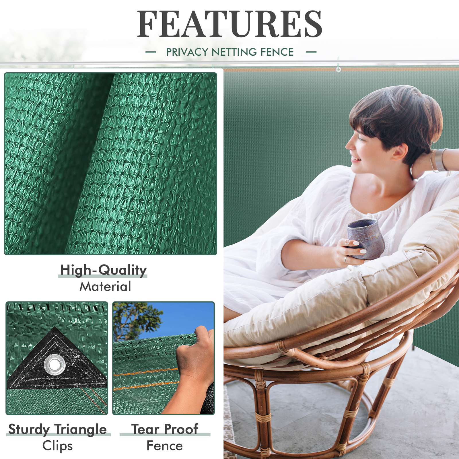 ArtBoard2_f937d9f2-c553-4765-9e65-bae382cf7adb.png Green Fabric Fence 230gsm - 1m x 10m - Image 1