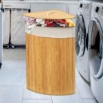 Corner Natural Bamboo Laundry Basket-natural