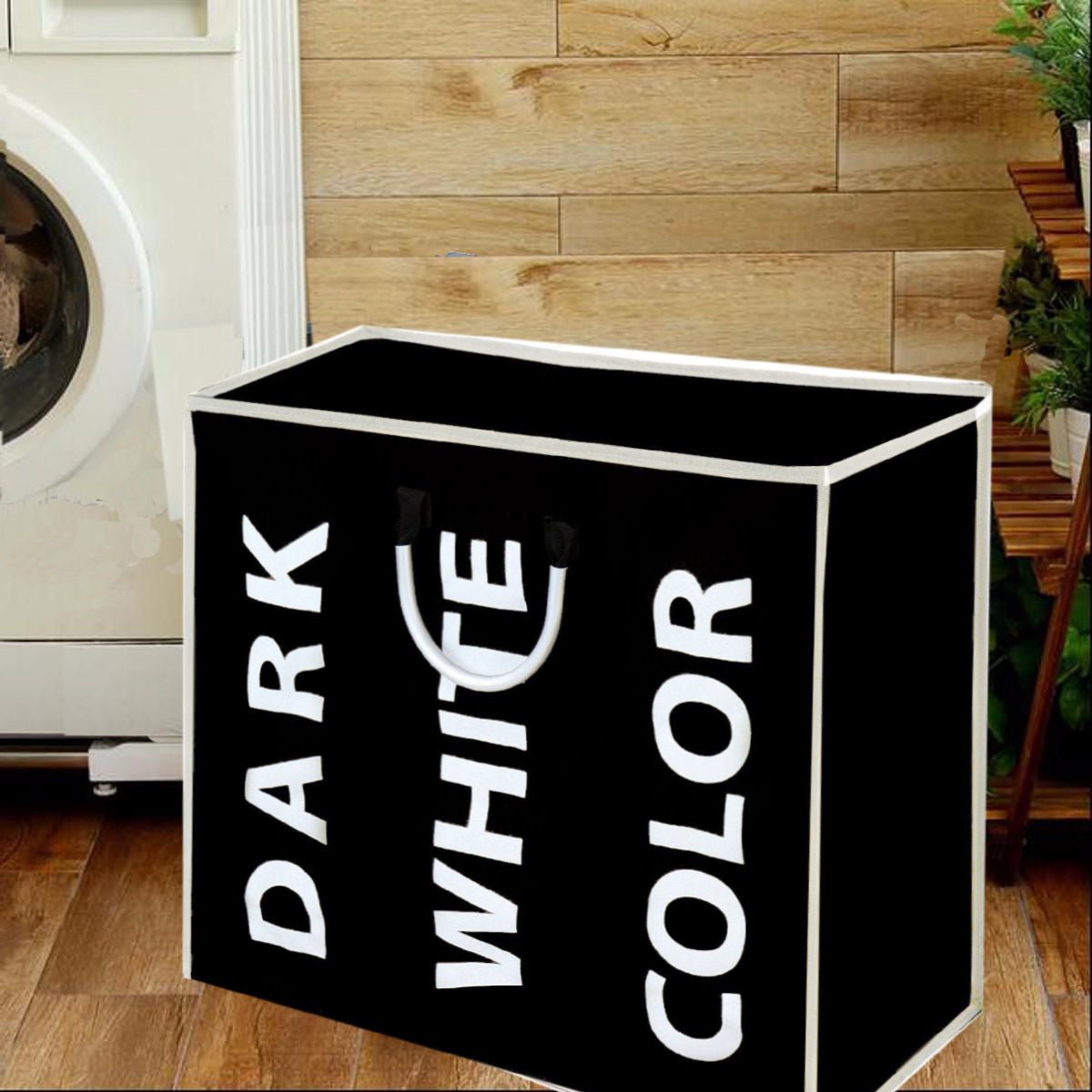 black_3_compartment.jpg Black 3 Compartment Laundry Bag - Image 1