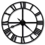 Round Roman 60cm Style Metal Black Wall Clock