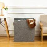 Square 2 Compartment Laundry Basket- Grey
