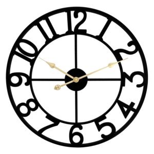 40cm Large Metal Roman Wall Clock Big Numeral Open Face Skeleton