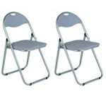 Folding Chairs Faux Leather Grey